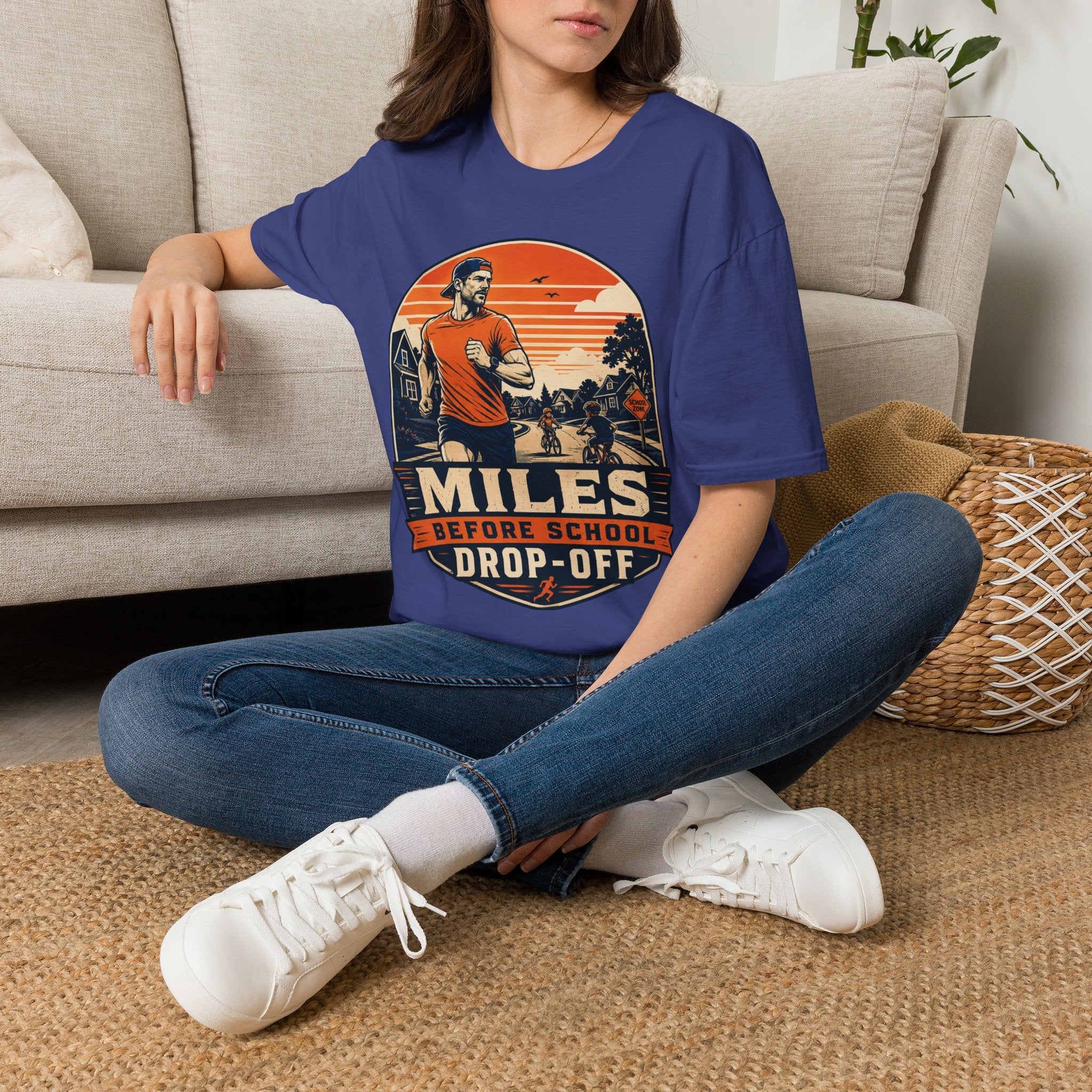 Running T‑Shirt — "Miles Before School Drop‑Off"