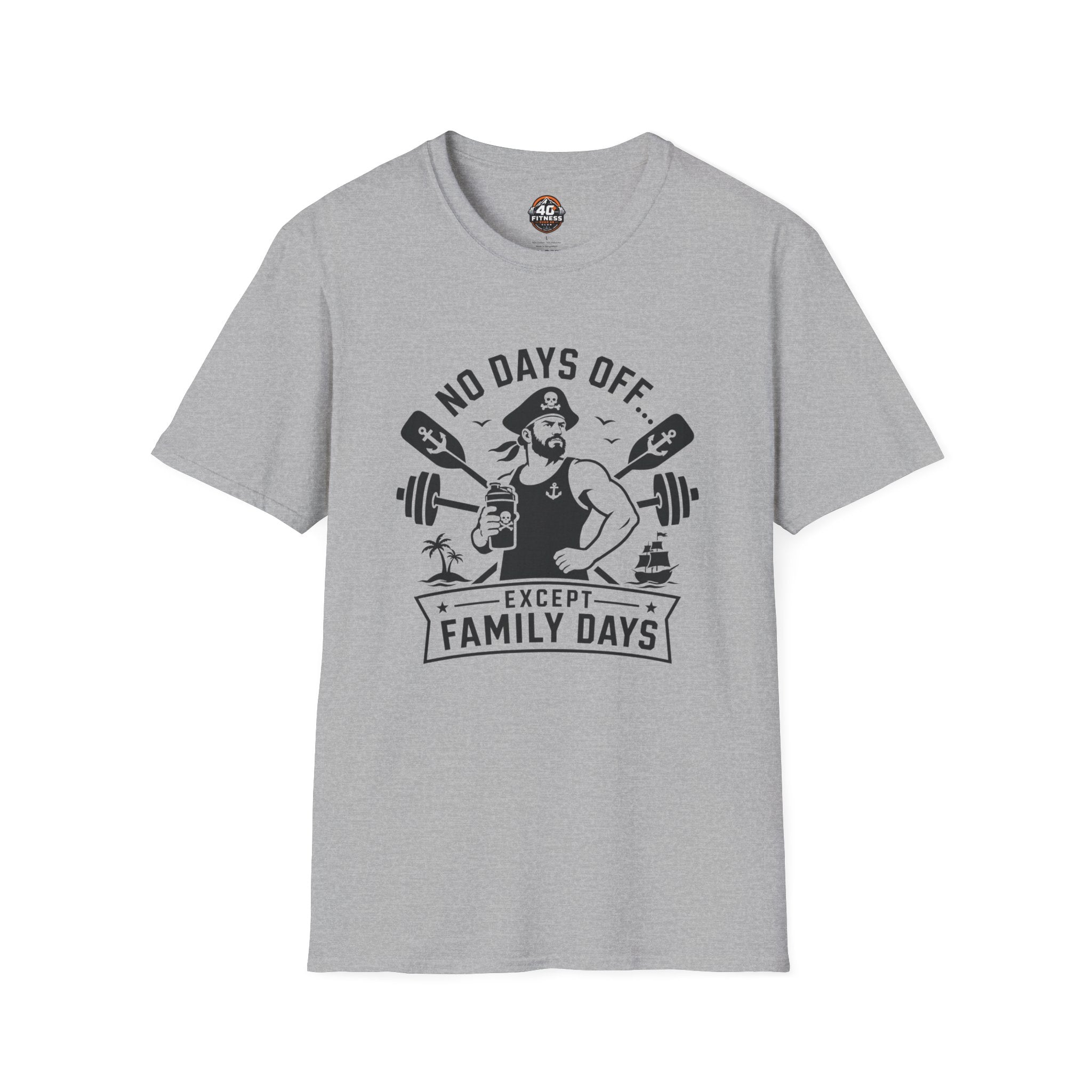 No Days Off Except Family Days T-Shirt — Nautical Gym Dad Workout Tee