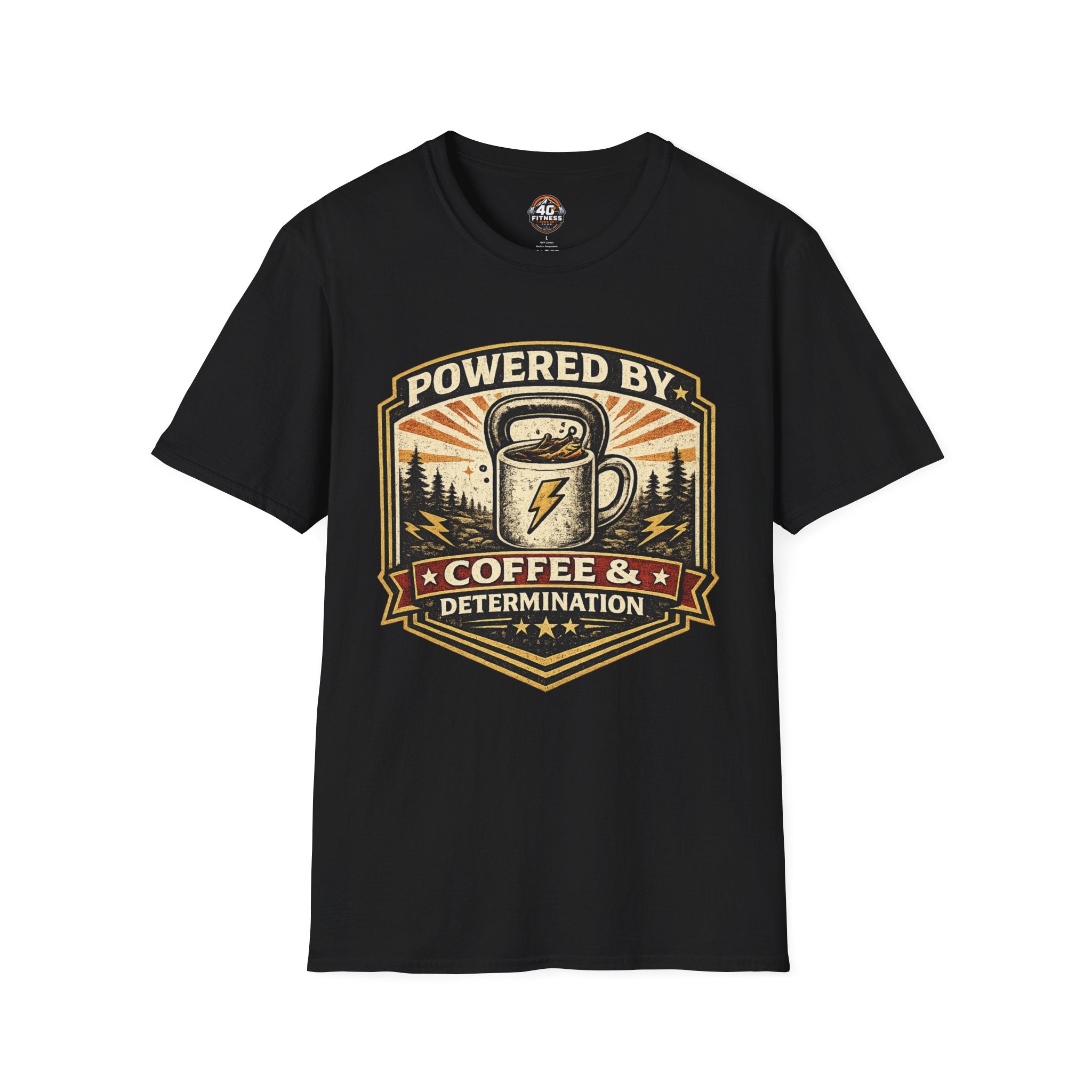 Coffee T‑Shirt — “Powered By Coffee & Determination”