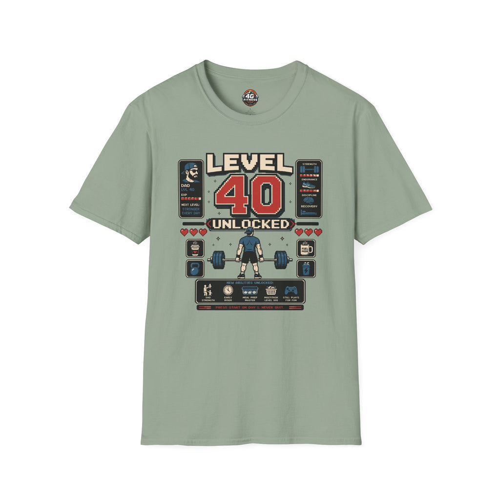 T-Shirt — Level 40 Unlocked Gamer Fitness Tee
