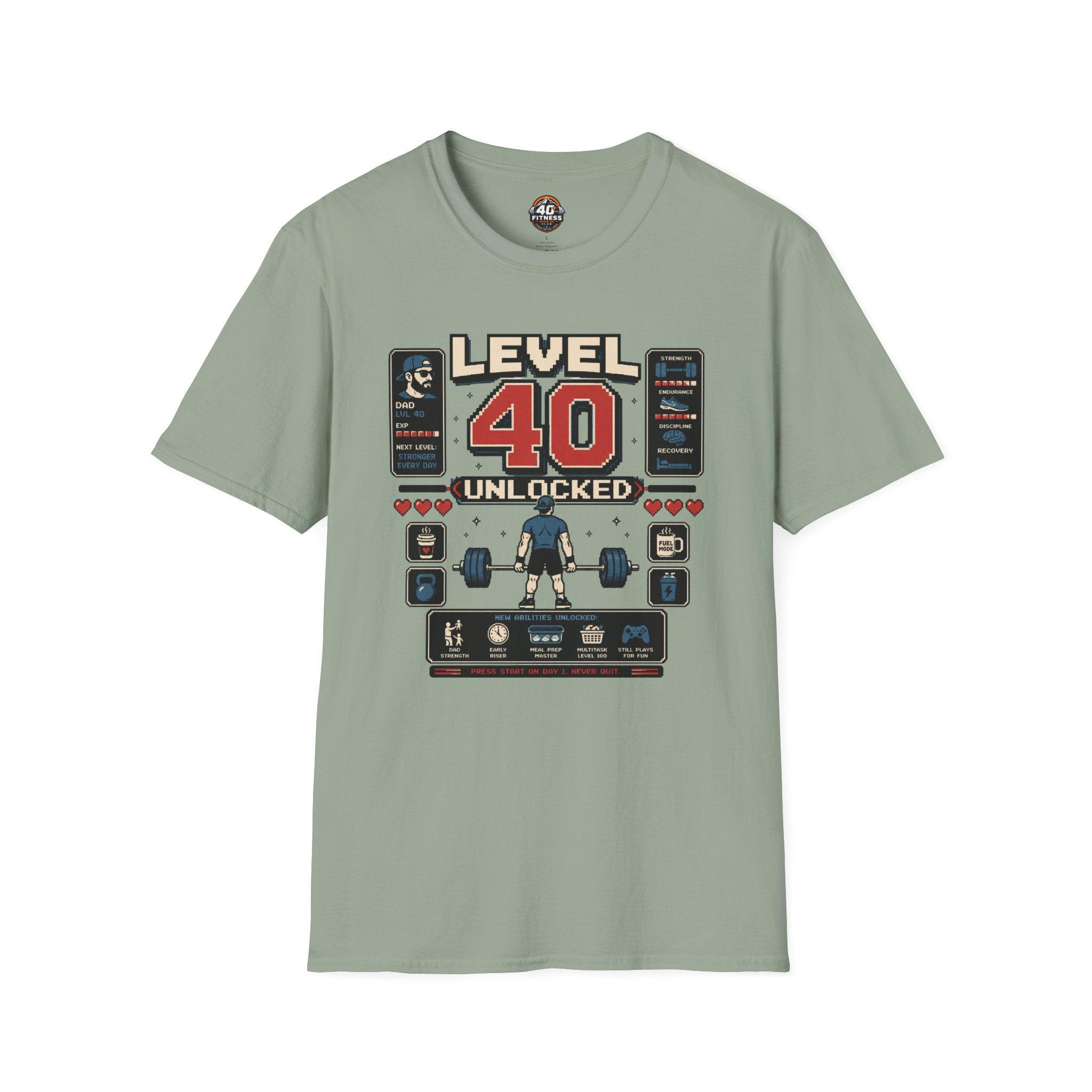 T-Shirt — Level 40 Unlocked Gamer Fitness Tee