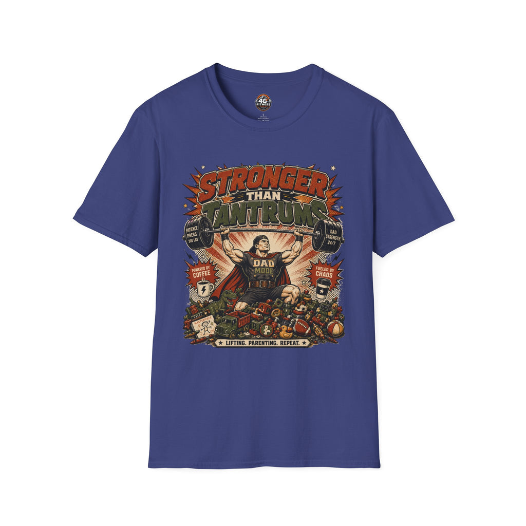 T-Shirt — "Stronger Than Tantrums" Retro Strength Graphic Tee (Parenting Humor)