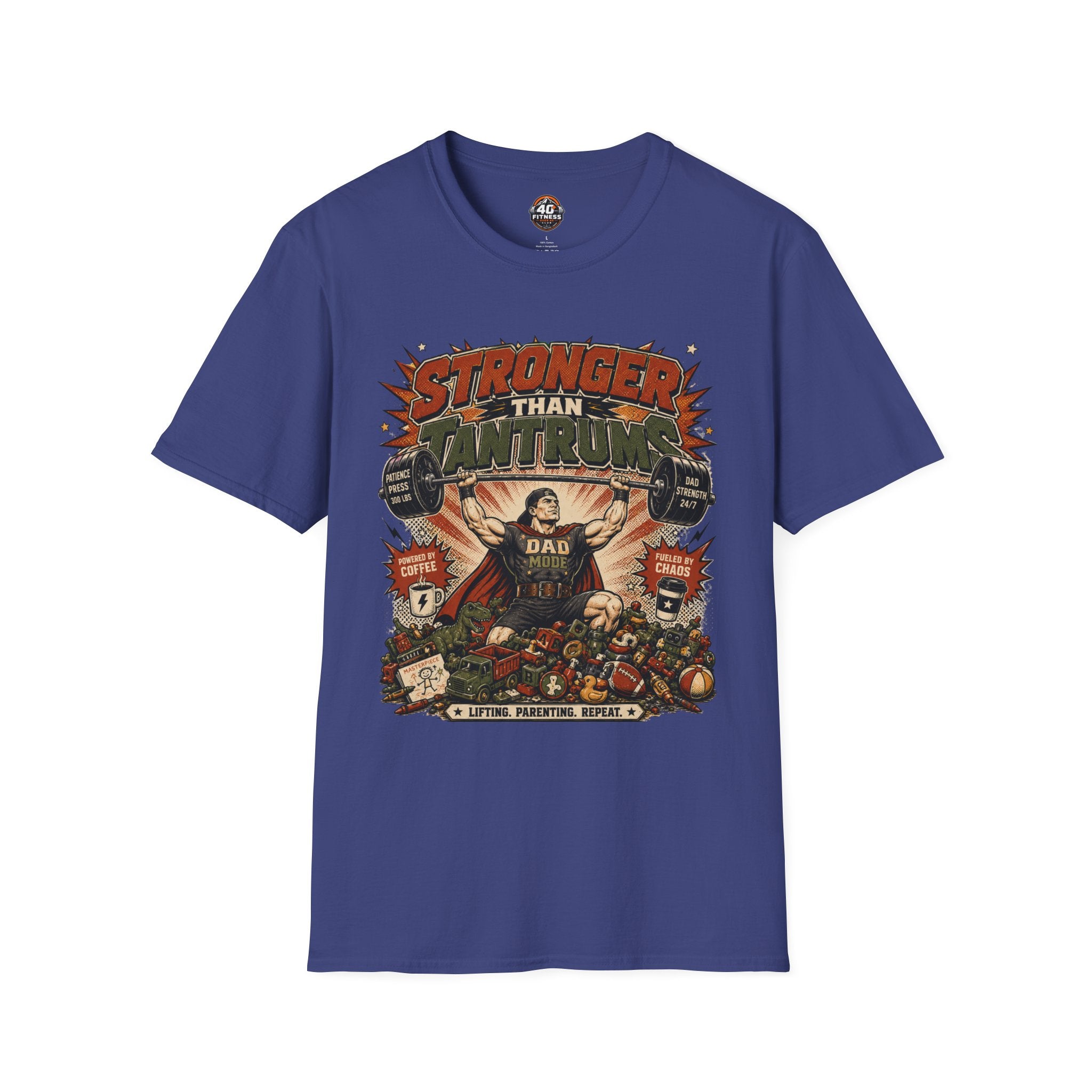T-Shirt — "Stronger Than Tantrums" Retro Strength Graphic Tee (Parenting Humor)