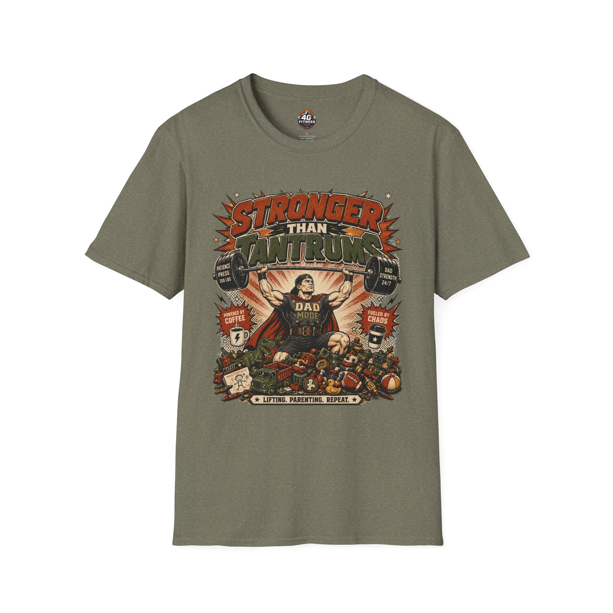 T-Shirt — "Stronger Than Tantrums" Retro Strength Graphic Tee (Parenting Humor)