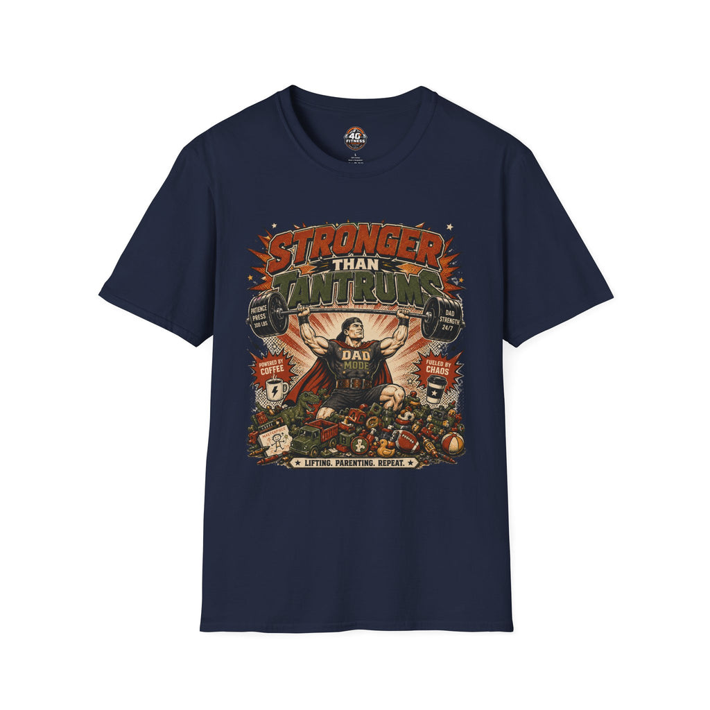 T-Shirt — "Stronger Than Tantrums" Retro Strength Graphic Tee (Parenting Humor)