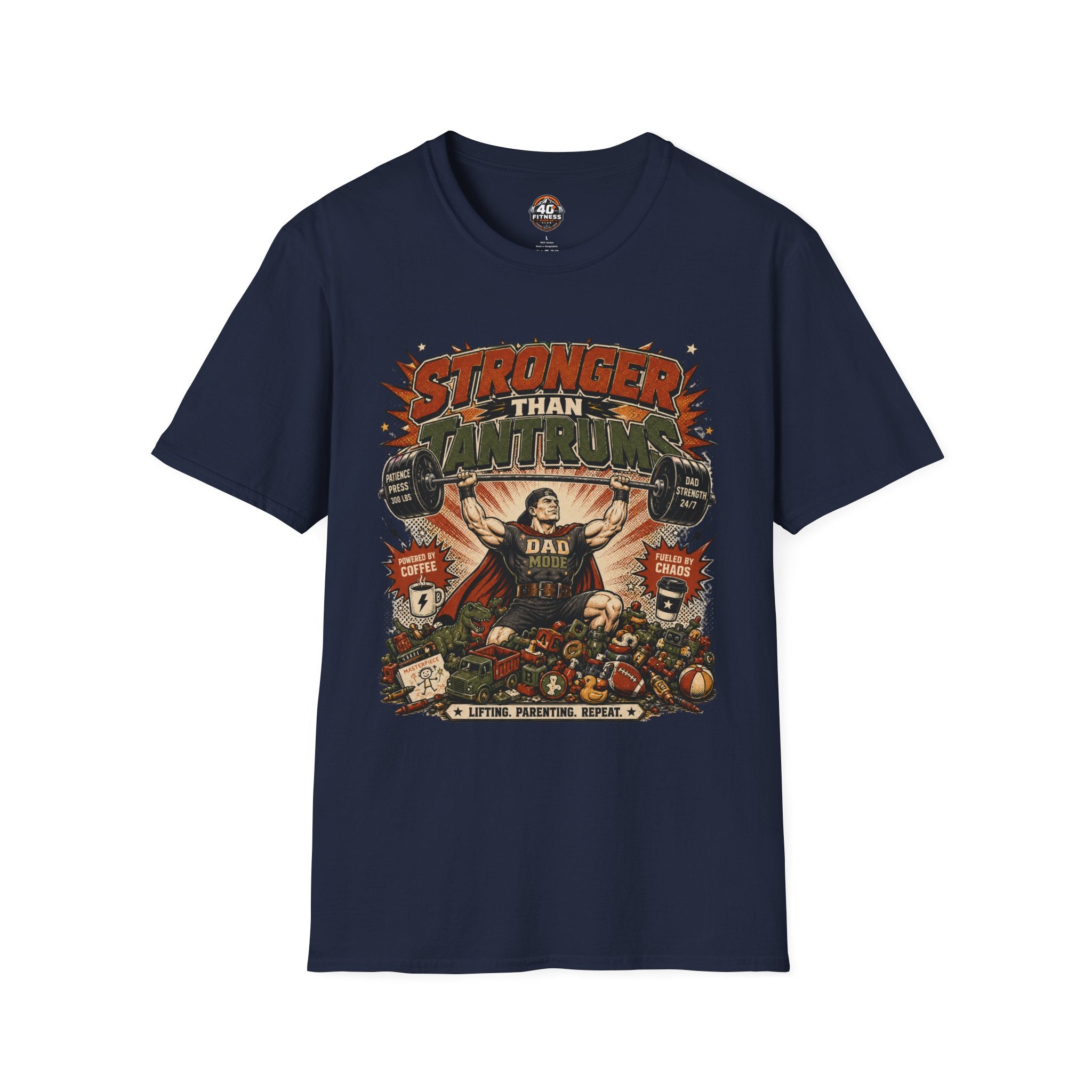 T-Shirt — "Stronger Than Tantrums" Retro Strength Graphic Tee (Parenting Humor)