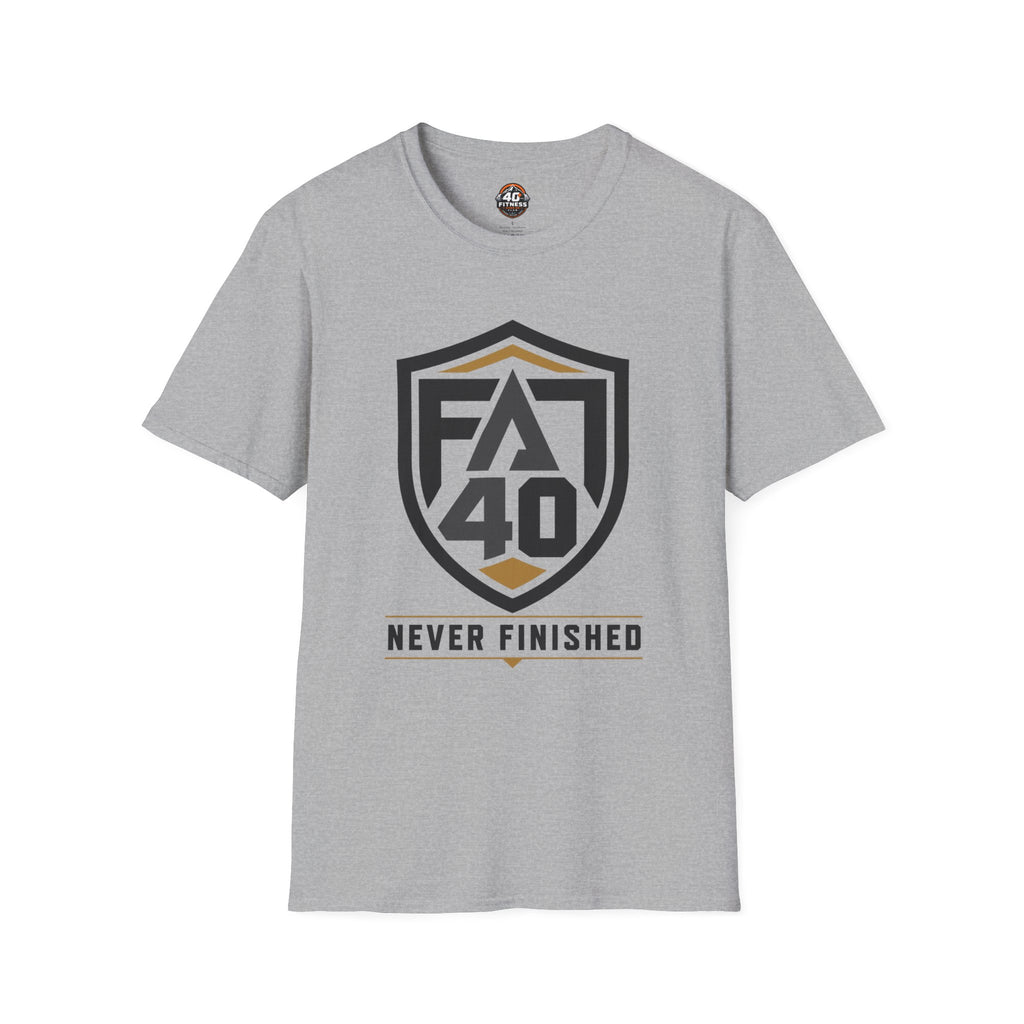 T-Shirt — FA40 Shield 'Never Finished' Athletic Tee