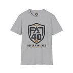 T-Shirt — FA40 Shield 'Never Finished' Athletic Tee