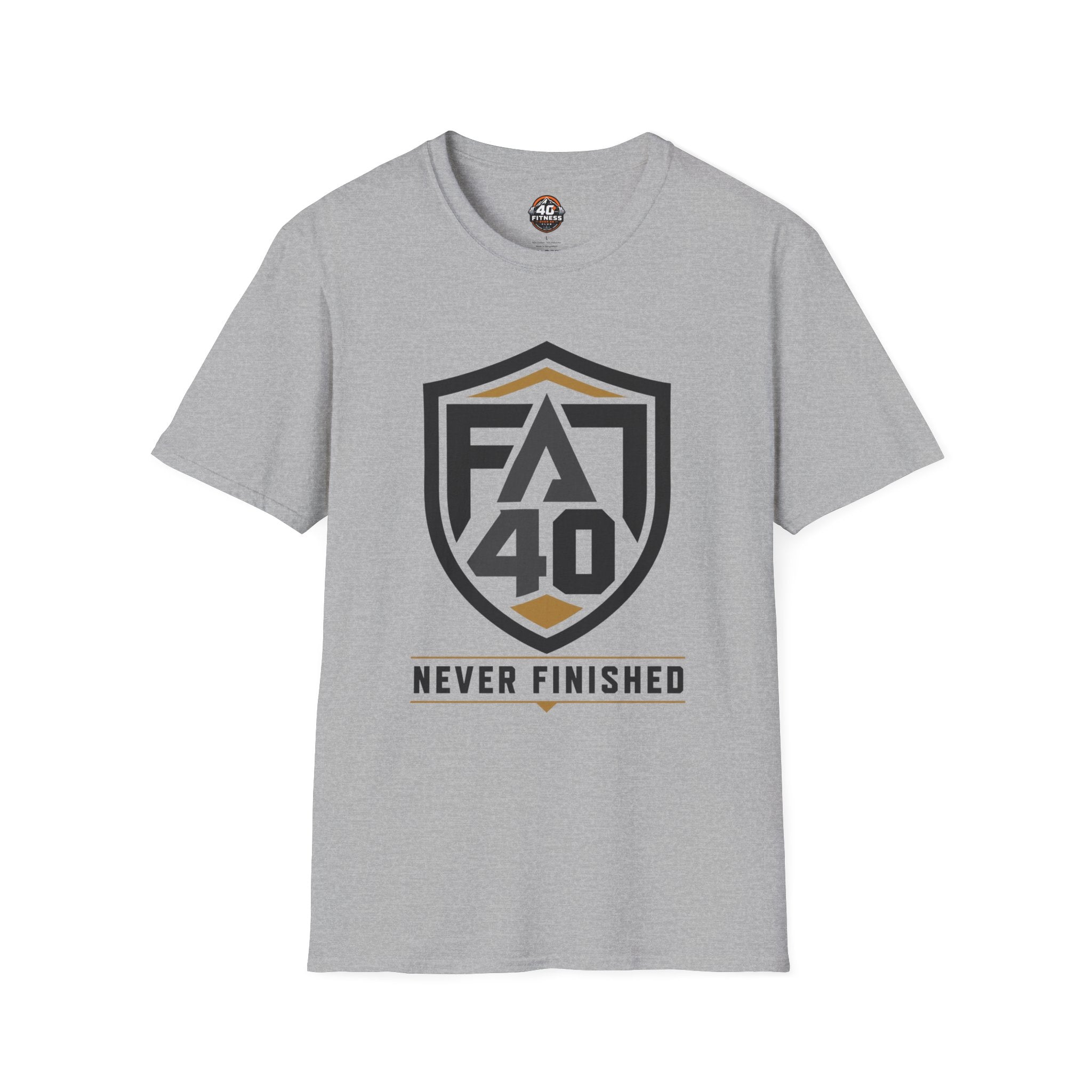 T-Shirt — FA40 Shield 'Never Finished' Athletic Tee