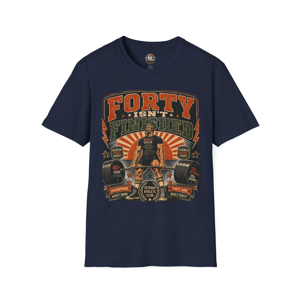 40 Isn't Finished T-Shirt — Retro Vintage 40th Birthday Tee