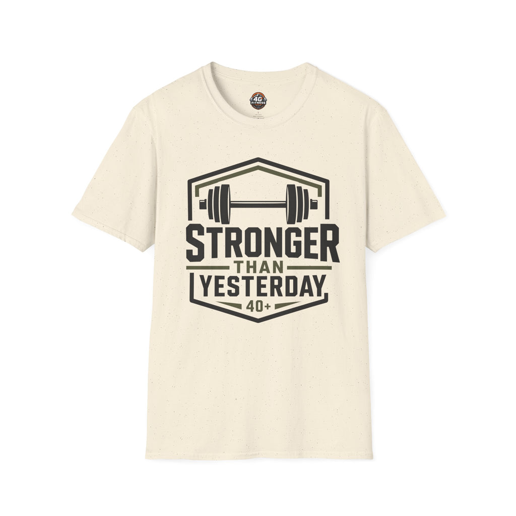 Stronger Than Yesterday T‑Shirt — Motivational Weightlifting Tee