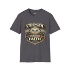 Strength Through Faith T-Shirt — Christian Weightlifting Cross Tee