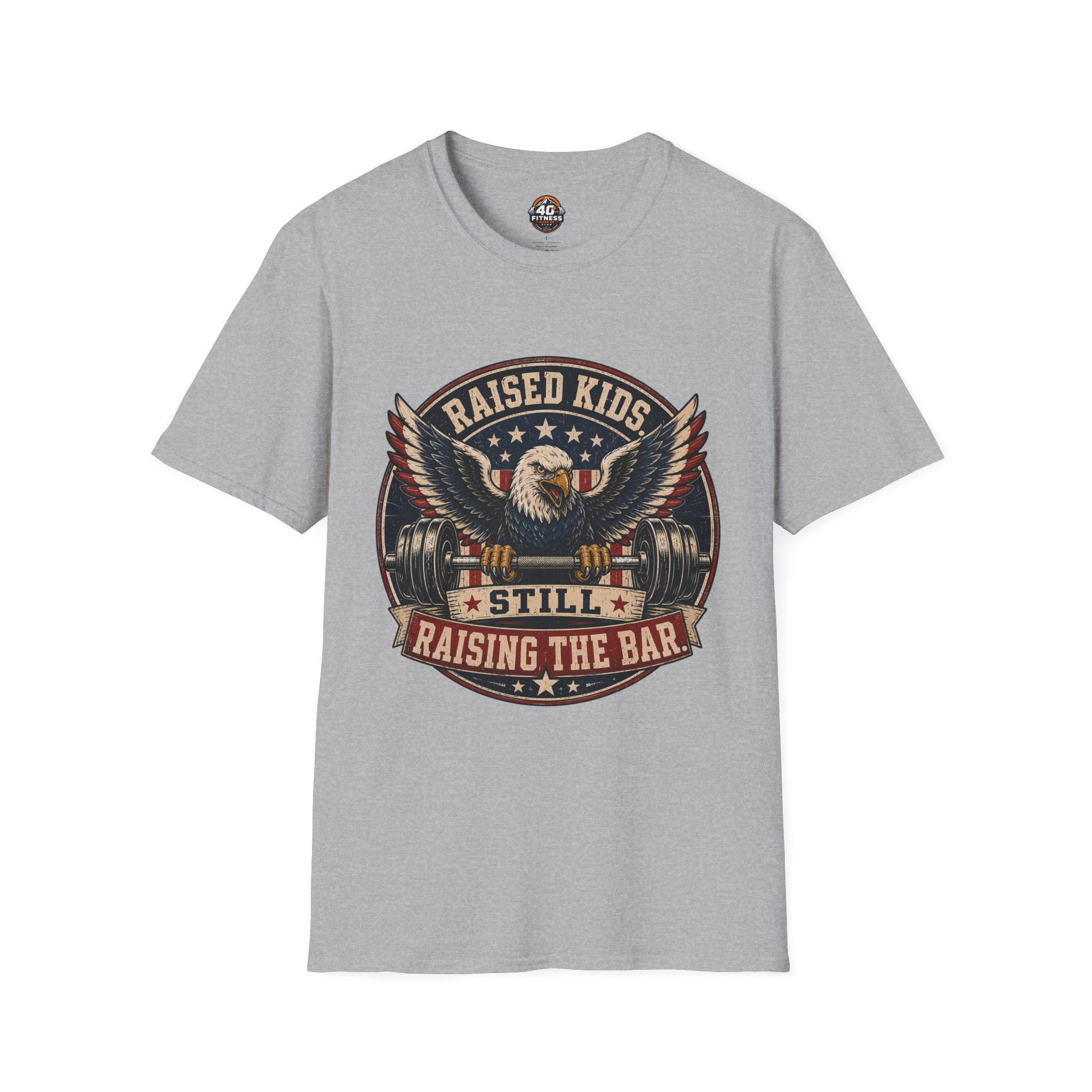 T-Shirt — "Raised Kids, Still Raising the Bar" Patriotic Eagle Tee