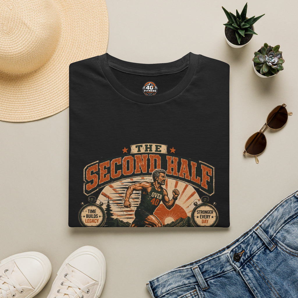 The Second Half Is Stronger T-Shirt — Motivational Basketball Retro Tee