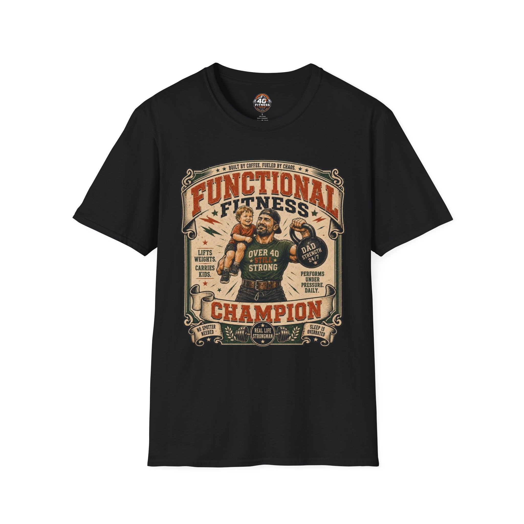 Functional Fitness T-Shirt — "Functional Fitness Champion: Over 40" Vintage Gym Tee