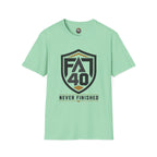 T-Shirt — FA40 Shield 'Never Finished' Athletic Tee