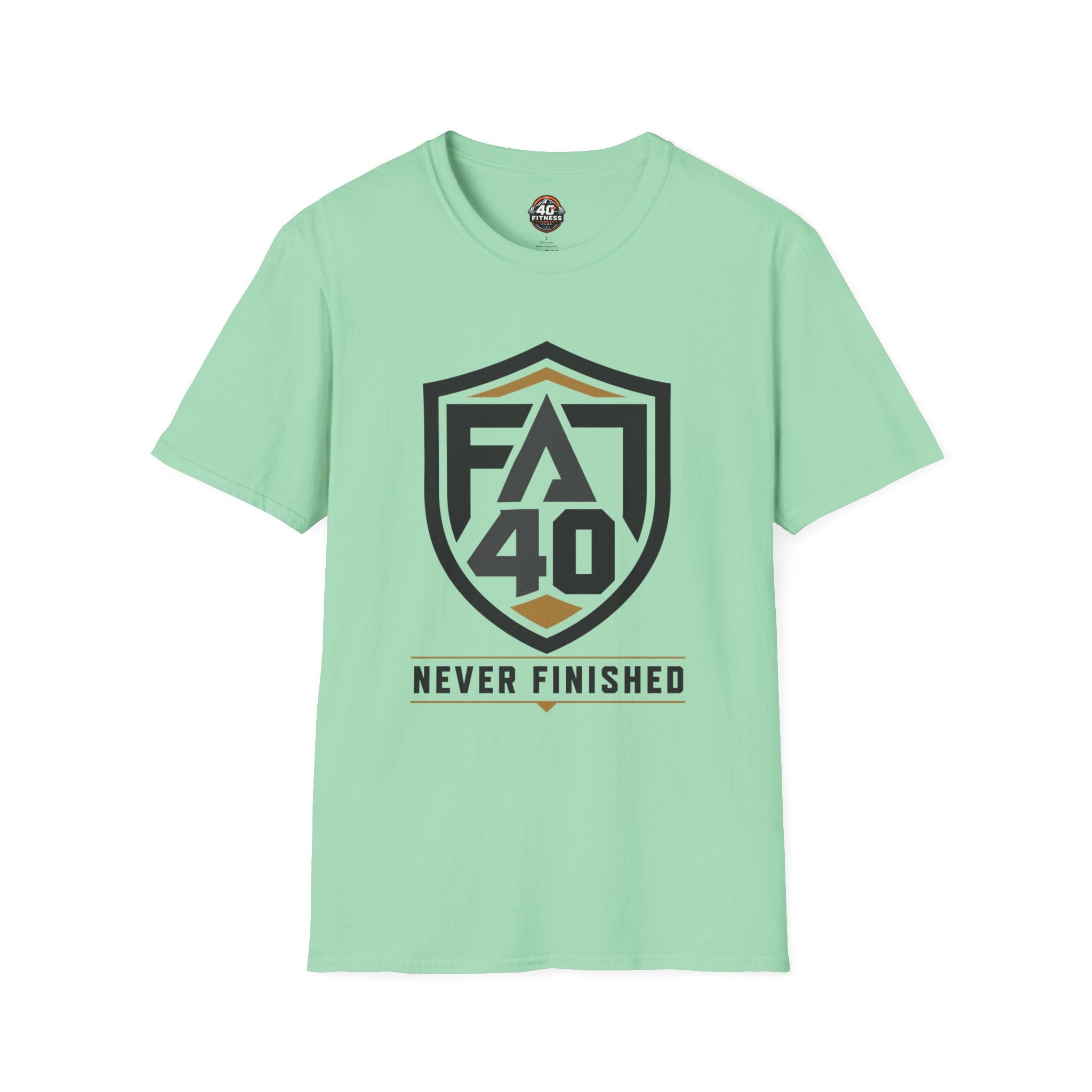 T-Shirt — FA40 Shield 'Never Finished' Athletic Tee