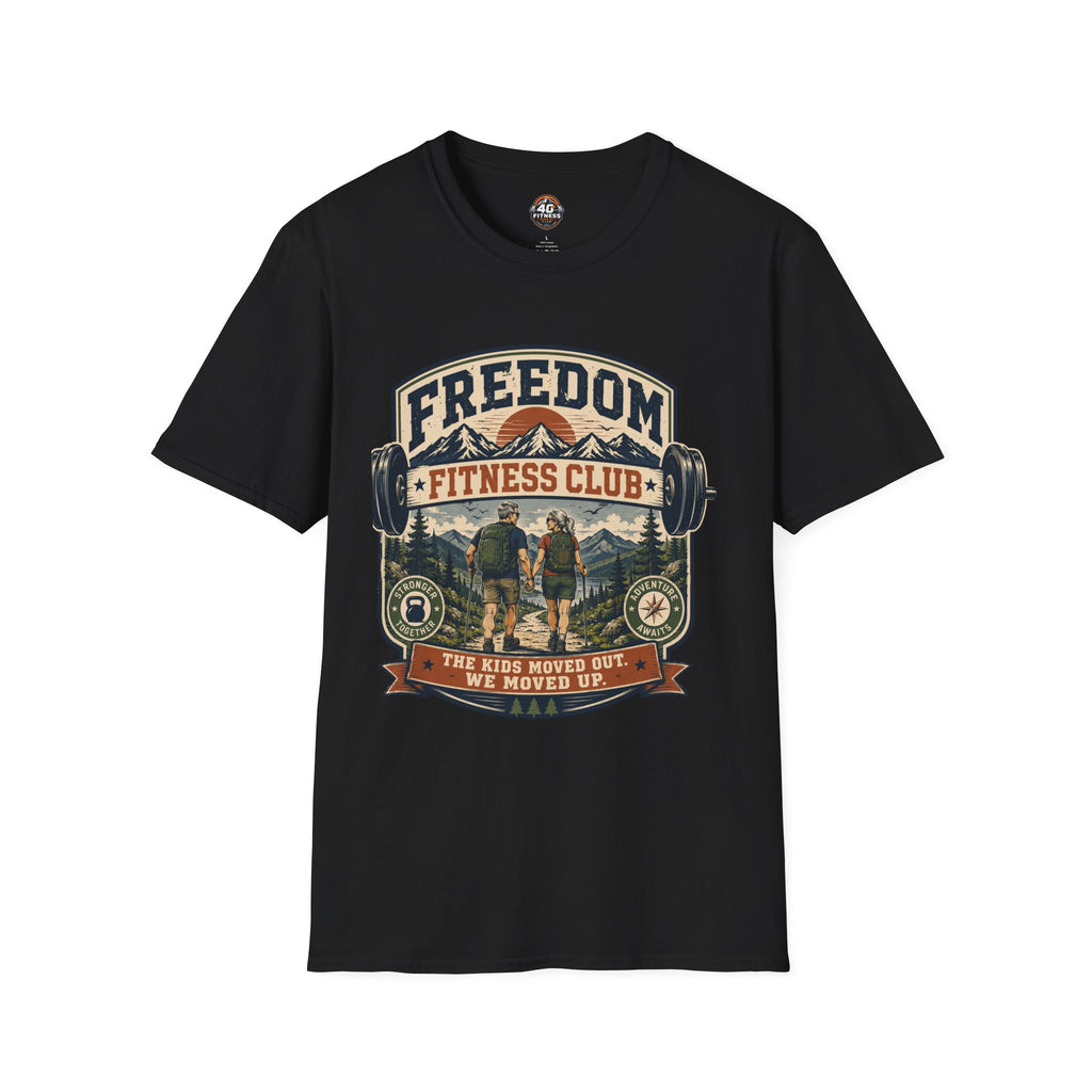Freedom Fitness Club T-Shirt — Vintage Mountain Barbell Gym Tee