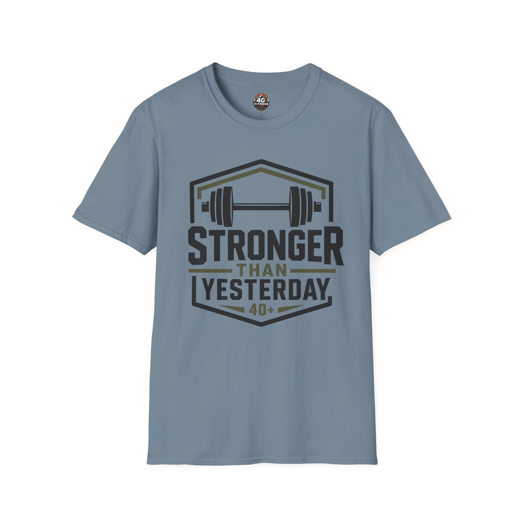 Stronger Than Yesterday T‑Shirt — Motivational Weightlifting Tee