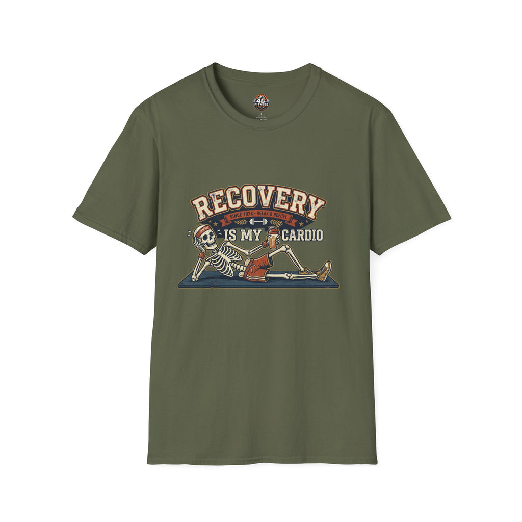 Recovery Is My Cardio T-Shirt — Vintage Skeleton Sobriety Shirt