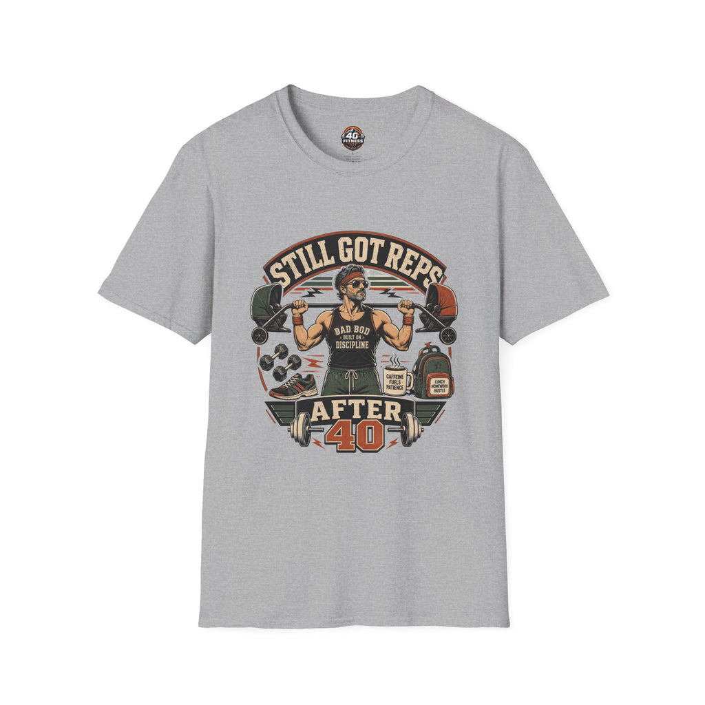 Still Got Reps After 40 T-Shirt — Retro Gym Workout Tee for Lifters