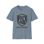 T-Shirt — FA40 Shield 'Never Finished' Athletic Tee