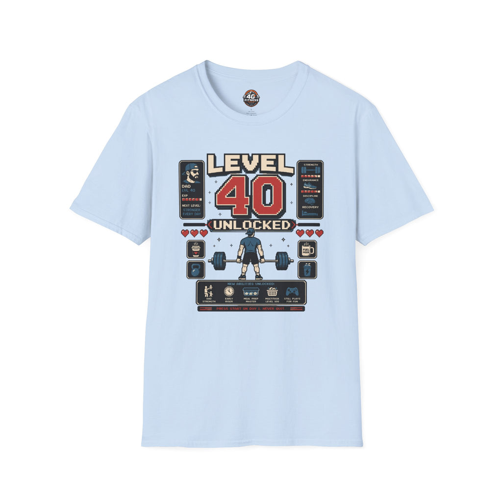 T-Shirt — Level 40 Unlocked Gamer Fitness Tee