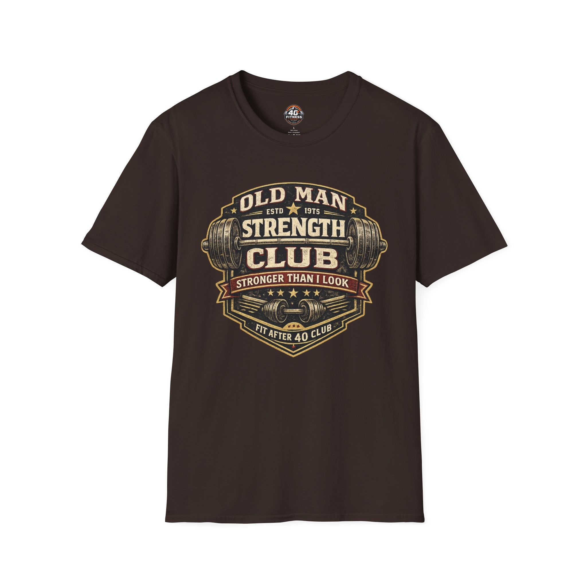 Old Man Strength Club T-Shirt — "Stronger Than I Look" Retro Gym Tee