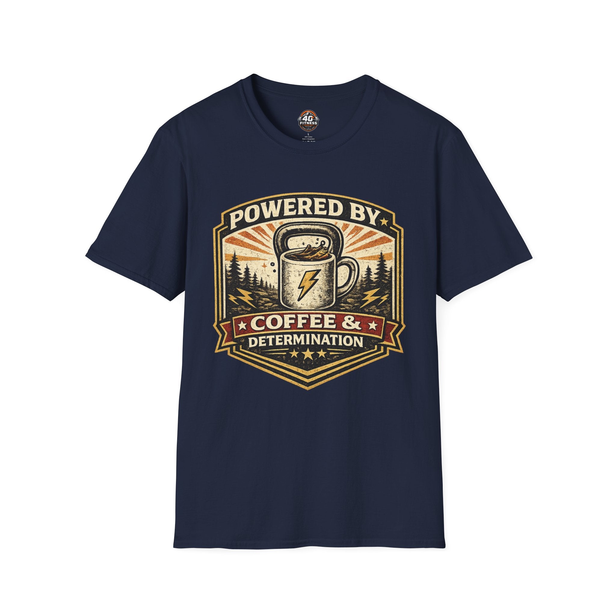 Coffee T‑Shirt — “Powered By Coffee & Determination”