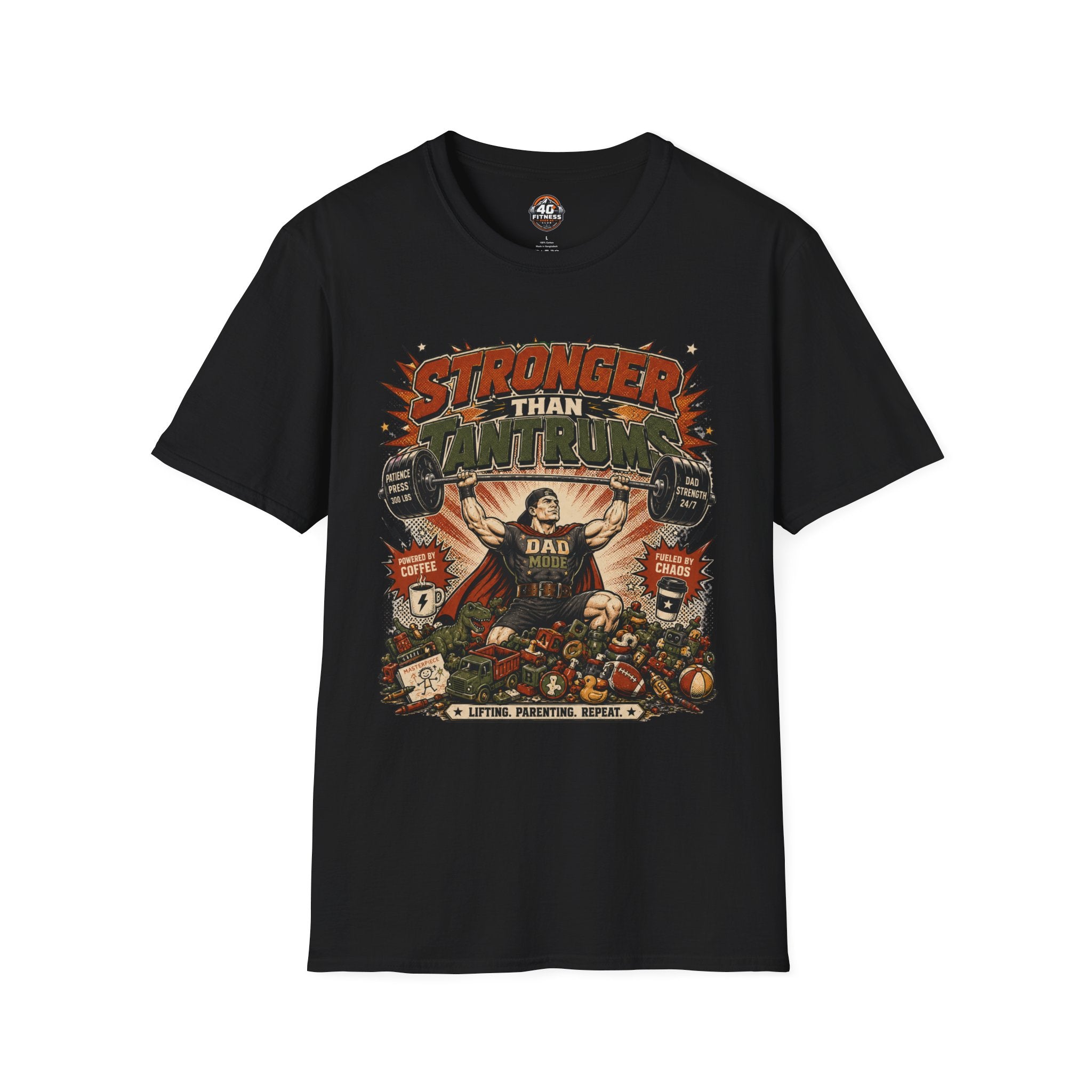T-Shirt — "Stronger Than Tantrums" Retro Strength Graphic Tee (Parenting Humor)