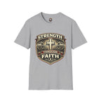 Strength Through Faith T-Shirt — Christian Weightlifting Cross Tee