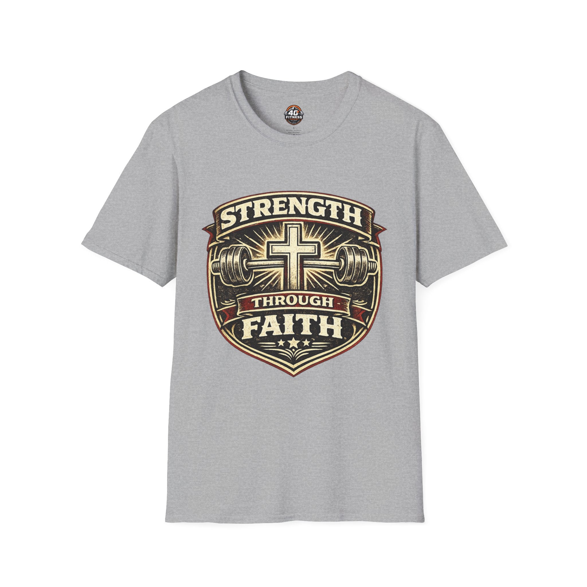 Strength Through Faith T-Shirt — Christian Weightlifting Cross Tee