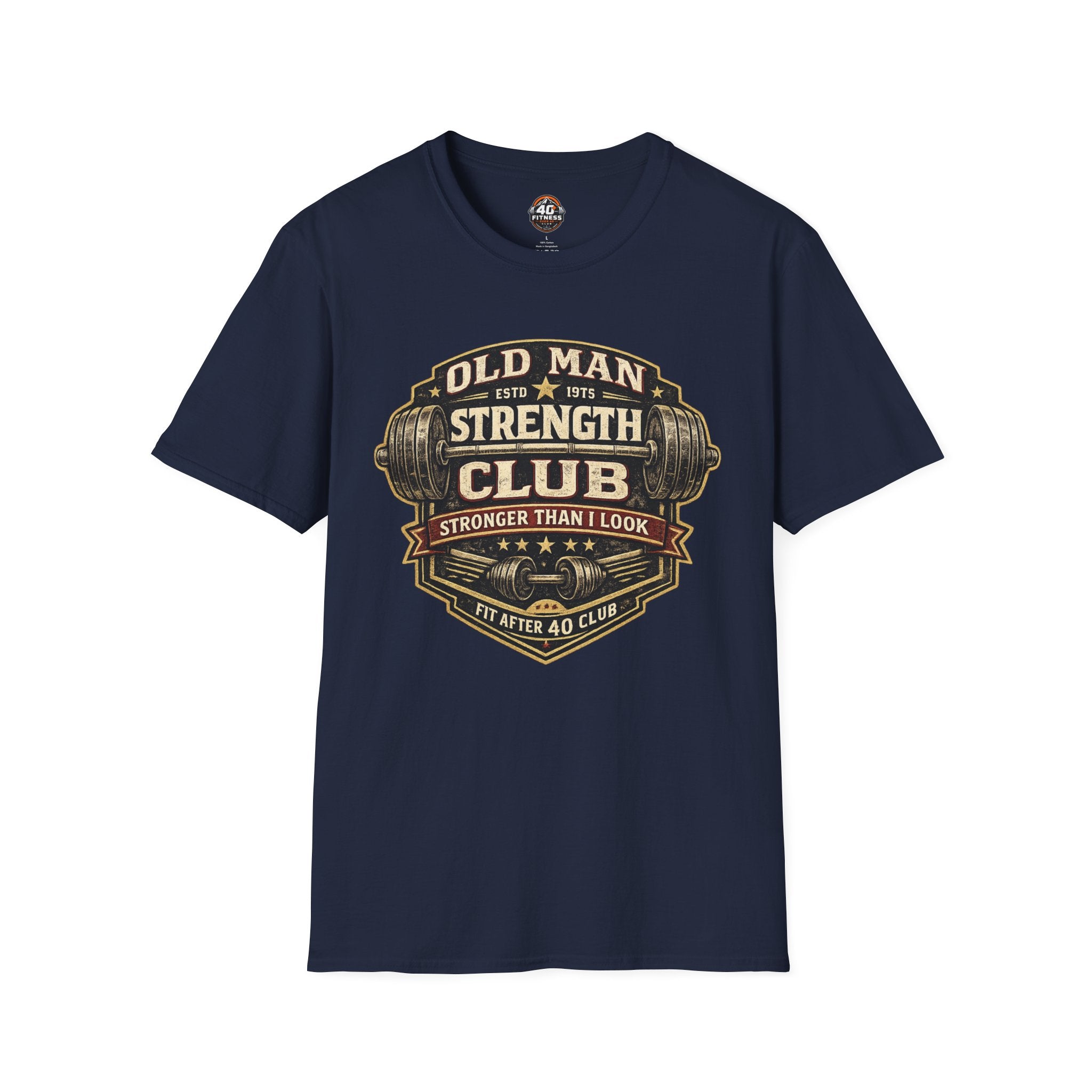 Old Man Strength Club T-Shirt — "Stronger Than I Look" Retro Gym Tee