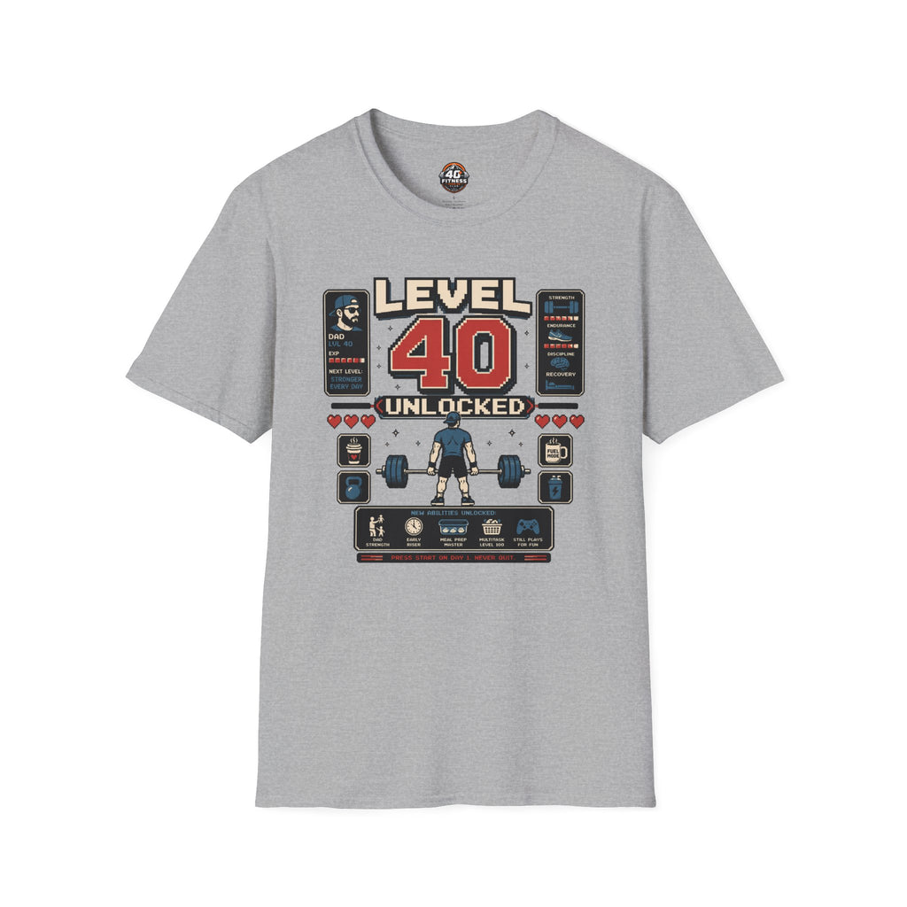 T-Shirt — Level 40 Unlocked Gamer Fitness Tee