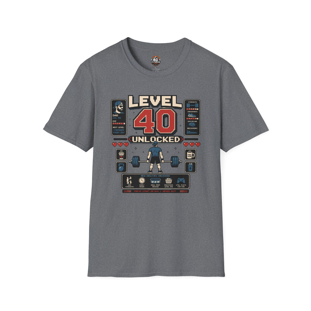 T-Shirt — Level 40 Unlocked Gamer Fitness Tee