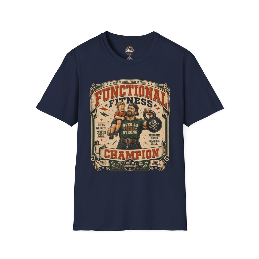 Functional Fitness T-Shirt — "Functional Fitness Champion: Over 40" Vintage Gym Tee