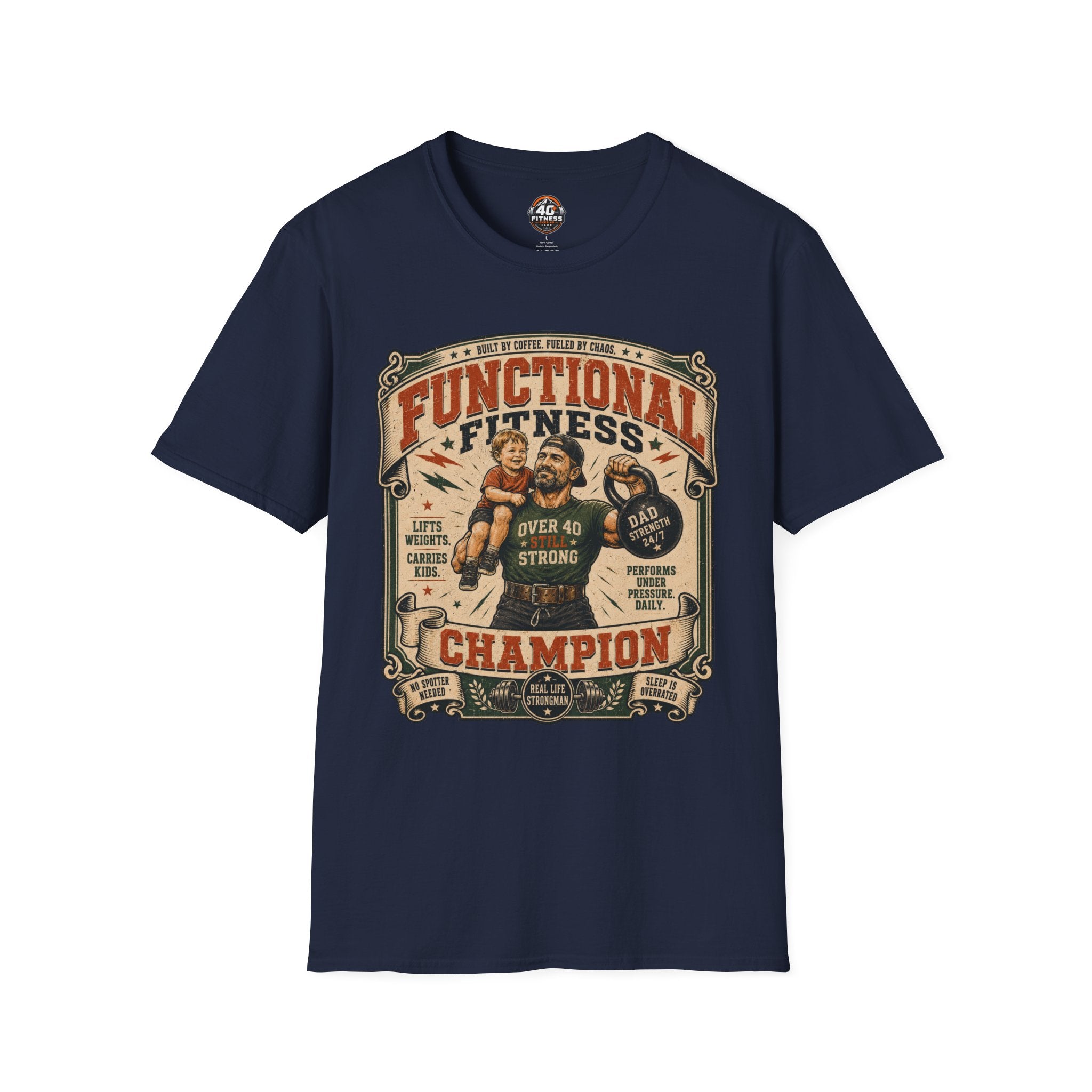 Functional Fitness T-Shirt — "Functional Fitness Champion: Over 40" Vintage Gym Tee