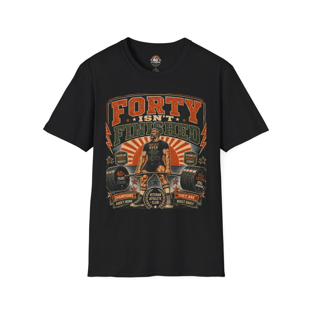 40 Isn't Finished T-Shirt — Retro Vintage 40th Birthday Tee
