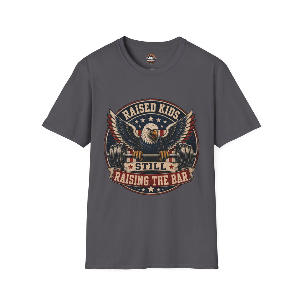 T-Shirt — "Raised Kids, Still Raising the Bar" Patriotic Eagle Tee