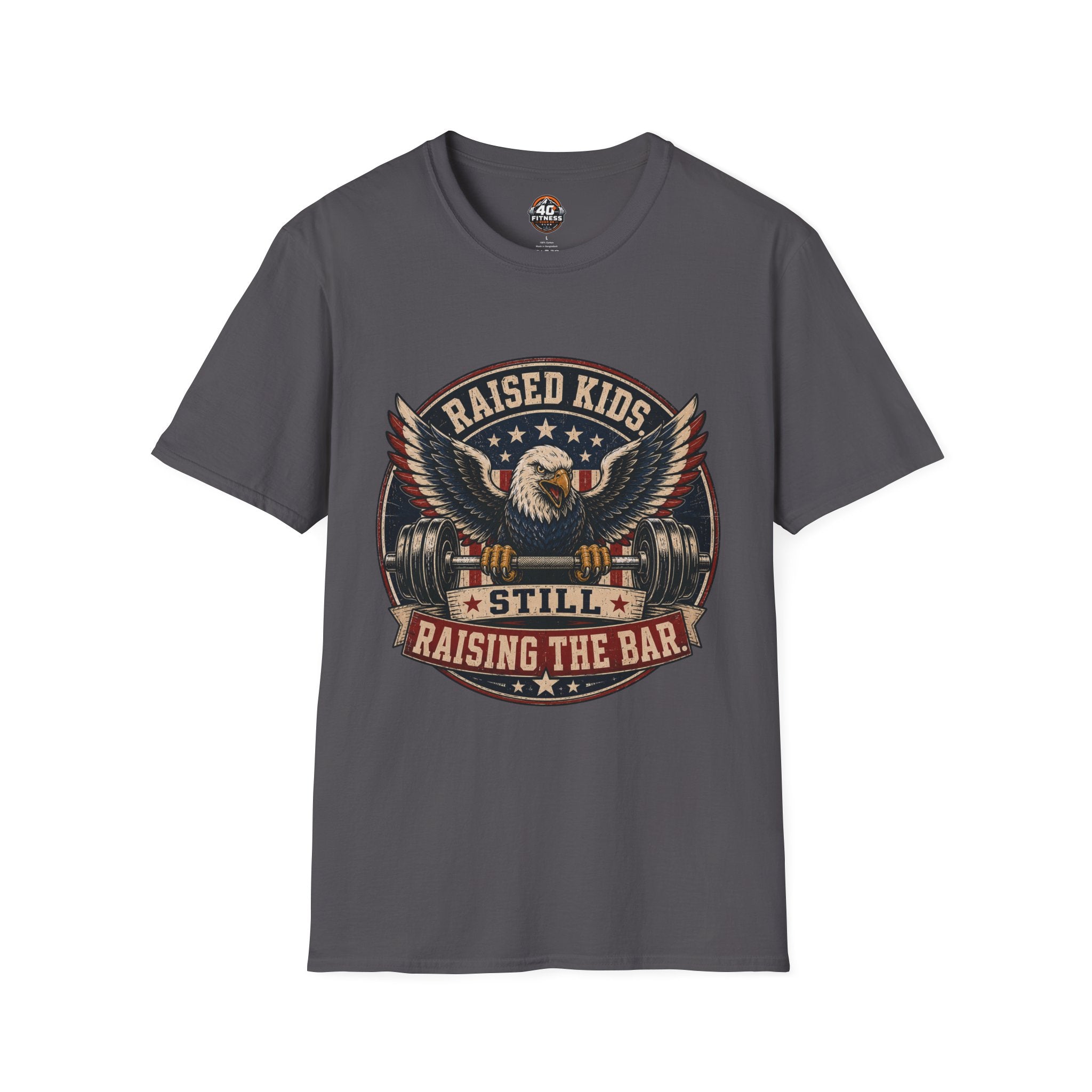 T-Shirt — "Raised Kids, Still Raising the Bar" Patriotic Eagle Tee