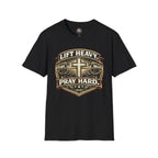 Lift Heavy Pray Hard T-Shirt — Christian Gym Faith Workout Tee