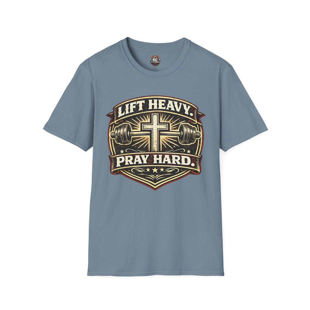 Lift Heavy Pray Hard T-Shirt — Christian Gym Faith Workout Tee