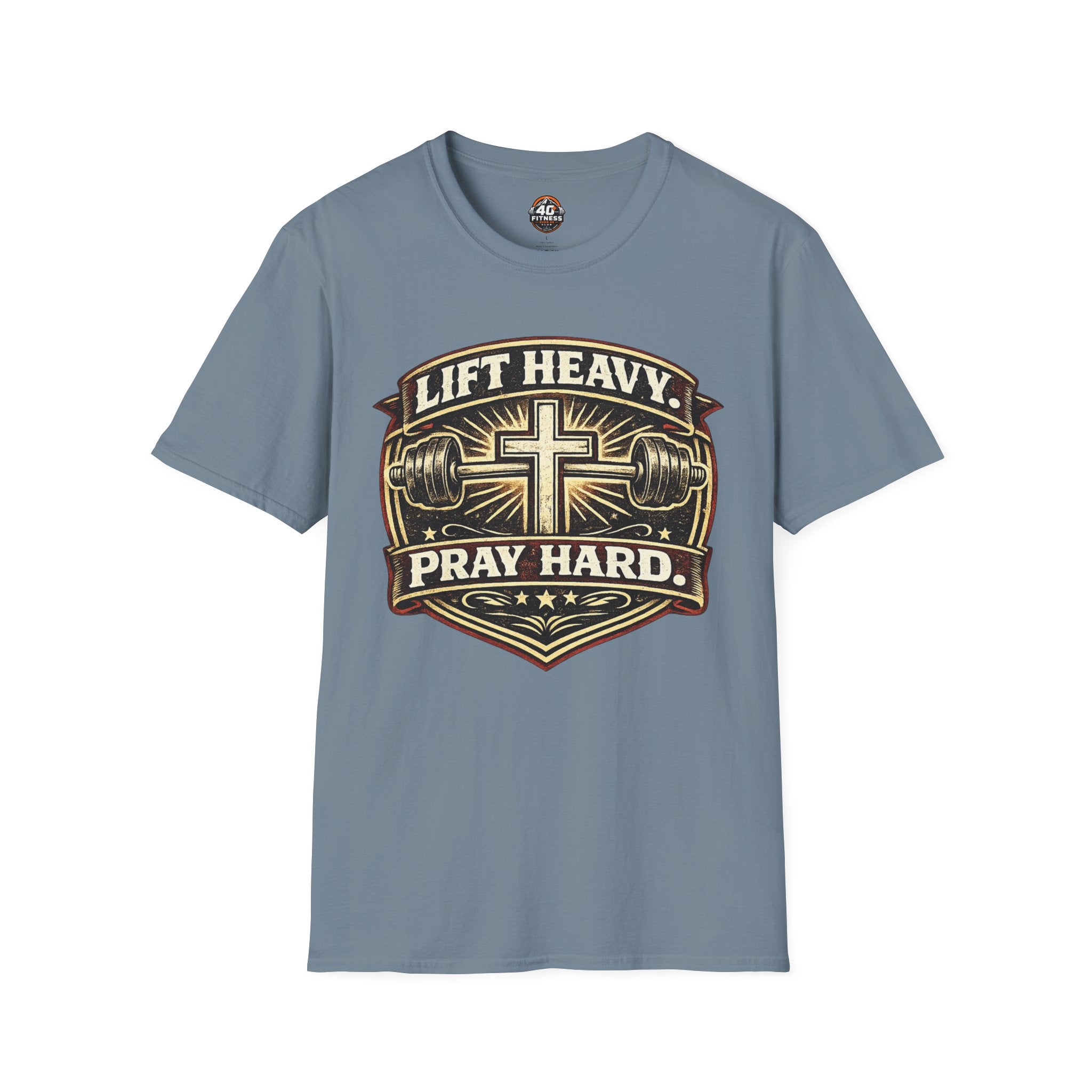 Lift Heavy Pray Hard T-Shirt — Christian Gym Faith Workout Tee