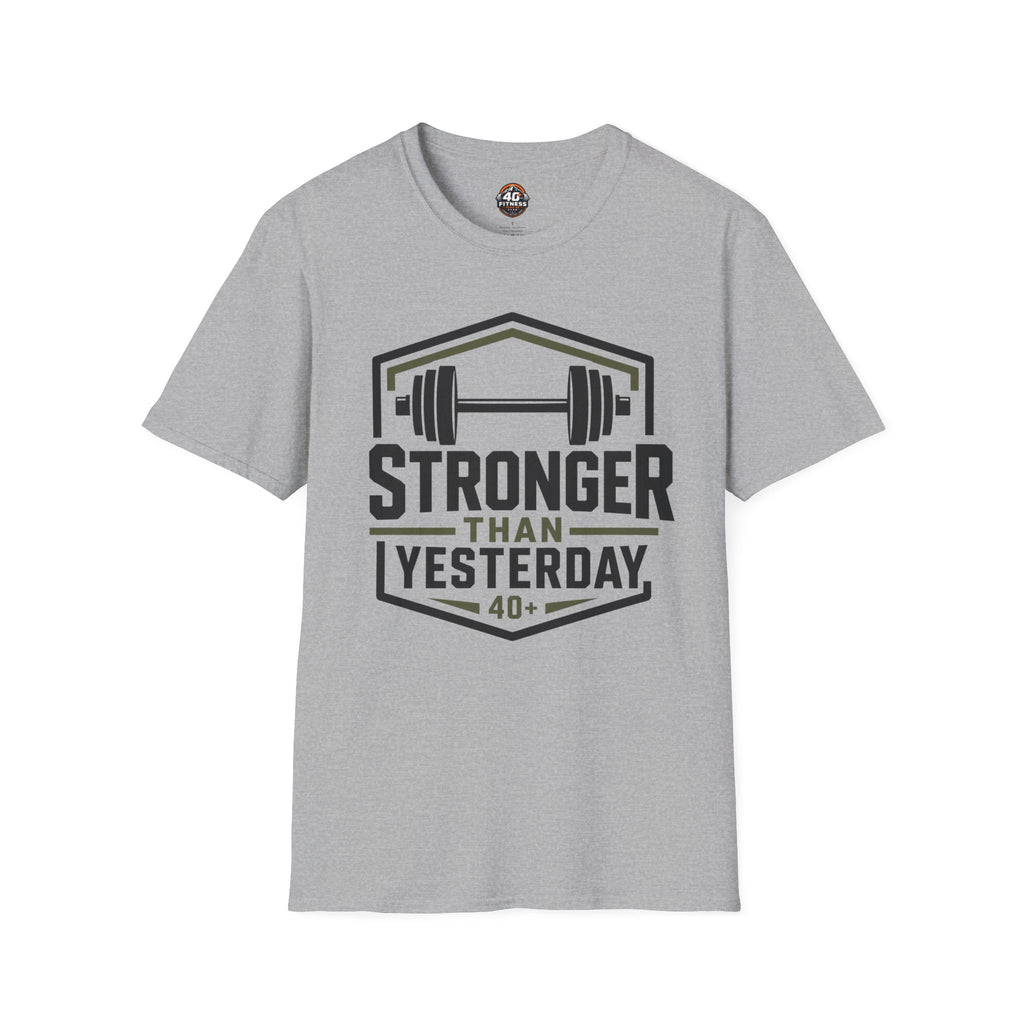 Stronger Than Yesterday T‑Shirt — Motivational Weightlifting Tee