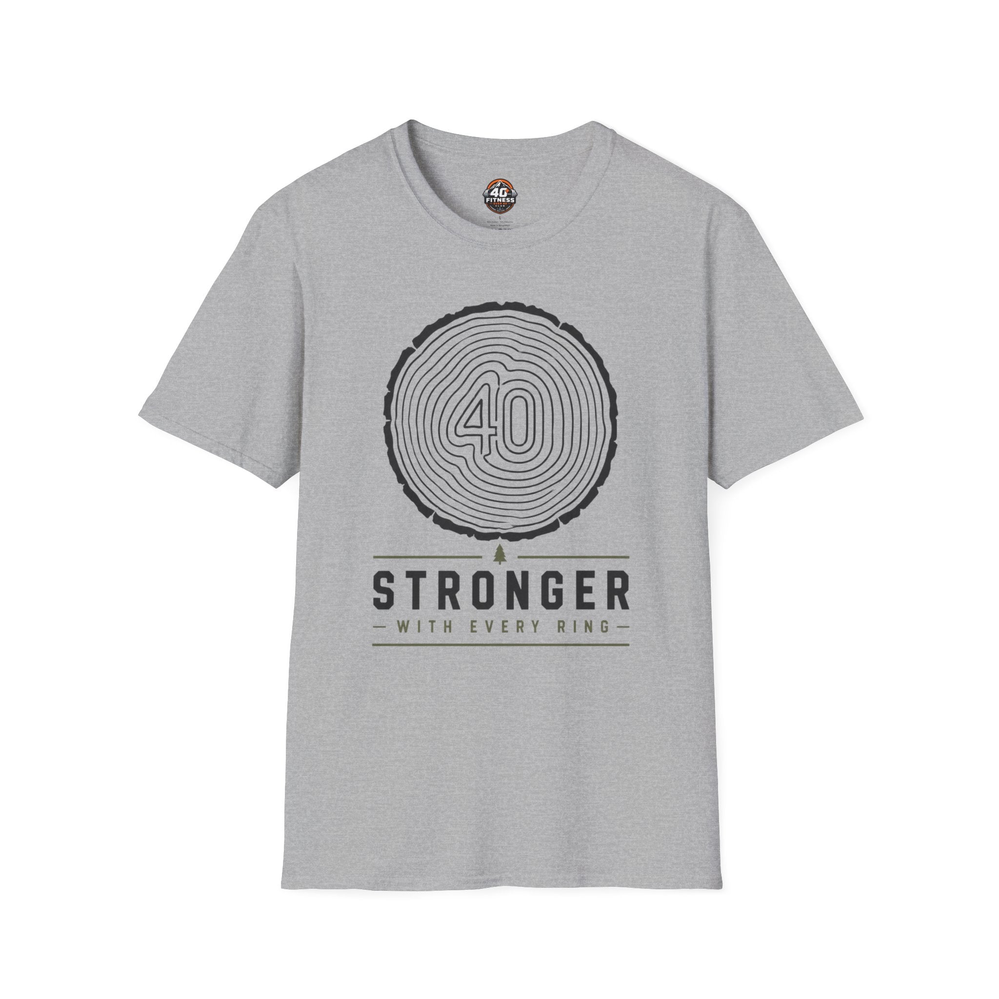 Stronger With Every Ring' Wood Grain Tee