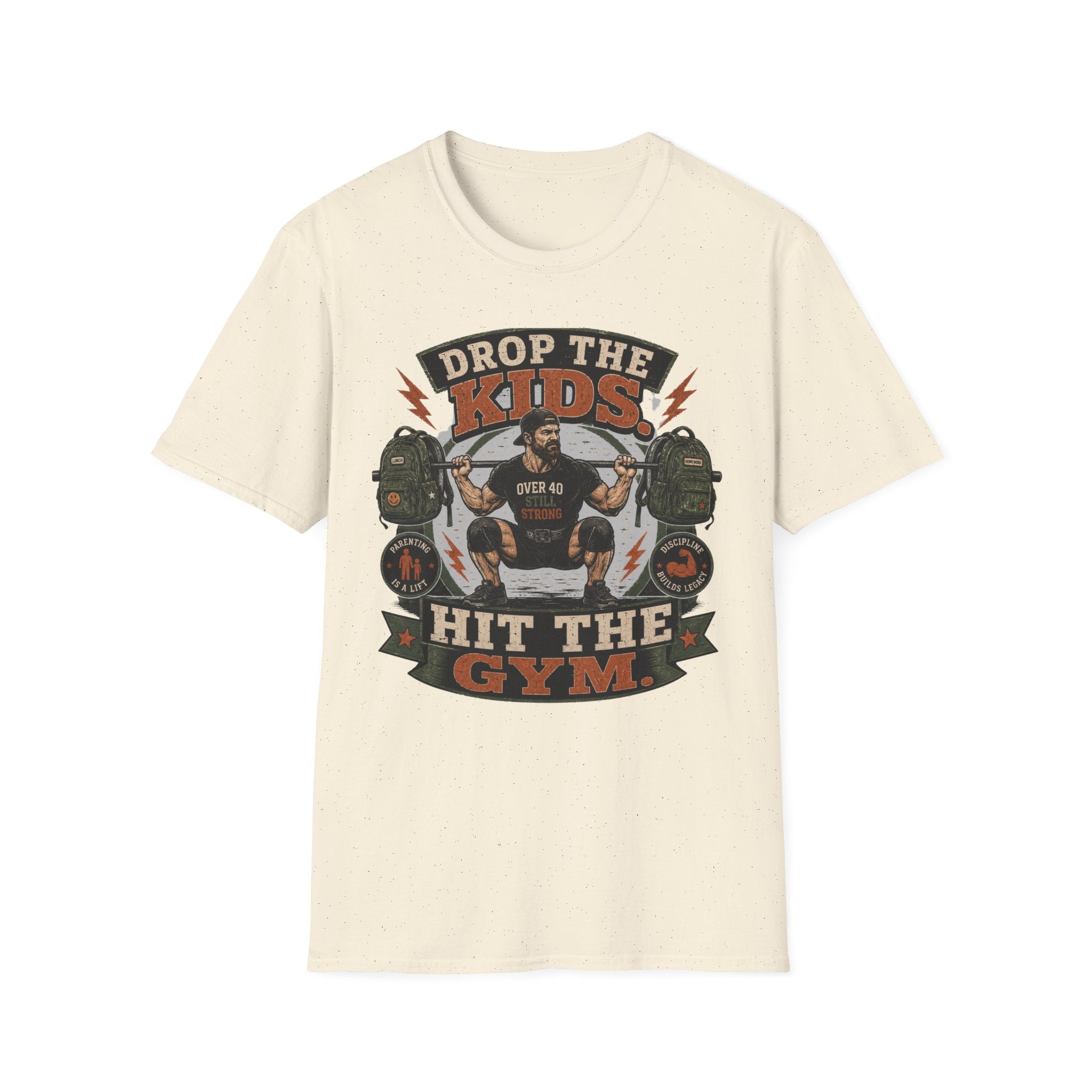 Drop the Kids, Hit the Gym T-Shirt — Funny Over 40 Dad Workout Tee
