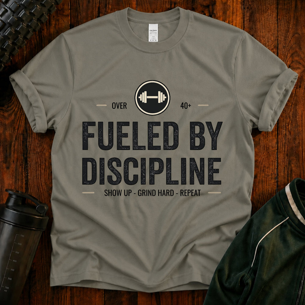 Fueled By Discipline T-Shirt — Over 40 Fitness Motivation Tee