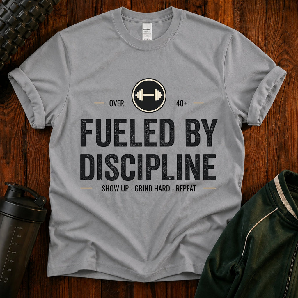 Fueled By Discipline T-Shirt — Over 40 Fitness Motivation Tee