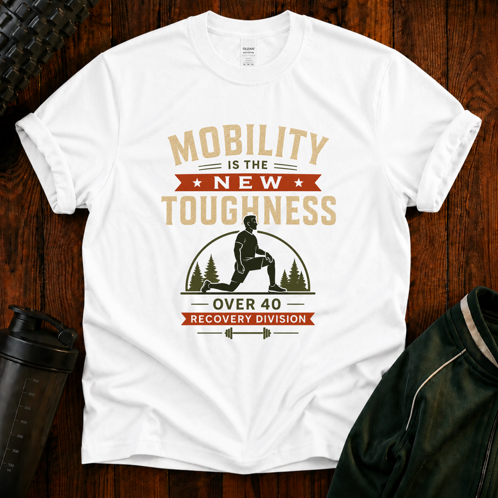 Mobility Is the New Toughness T-Shirt — Over 40 Recovery Division Fitness Tee
