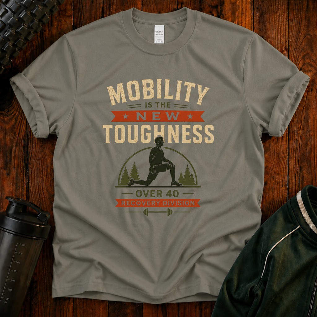 Mobility Is the New Toughness T-Shirt — Over 40 Recovery Division Fitness Tee